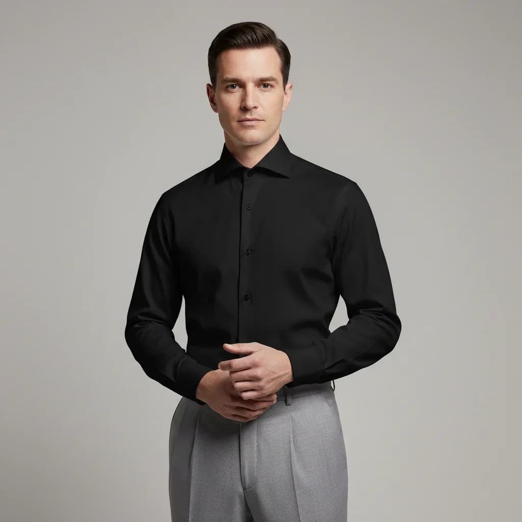 ZARA Essential Long Sleeve Shirt - Solid Slim Fit Poplin for Men