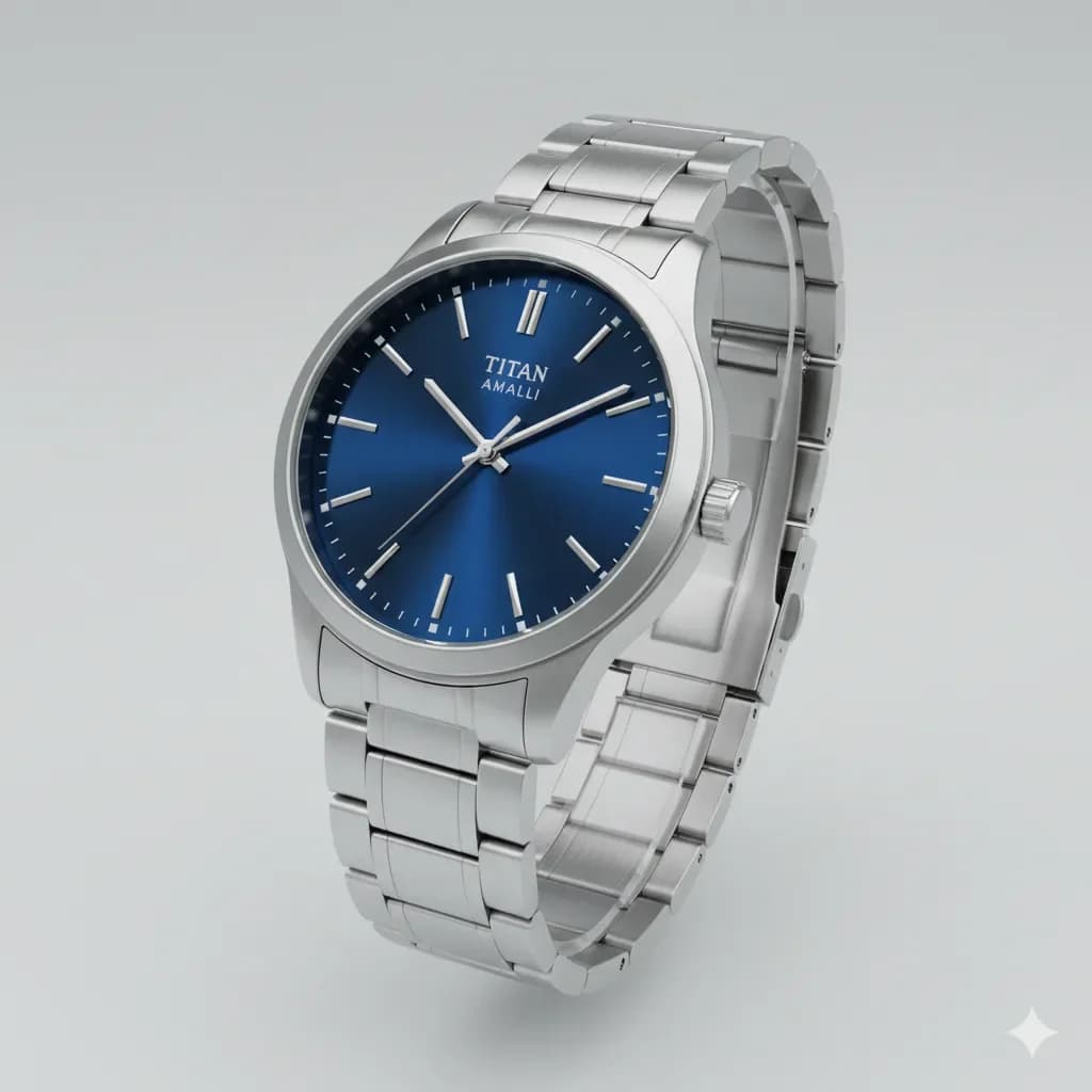 Titan Neo Amalfi Blue Dial Analog Watch for Men with Stainless Steel Strap